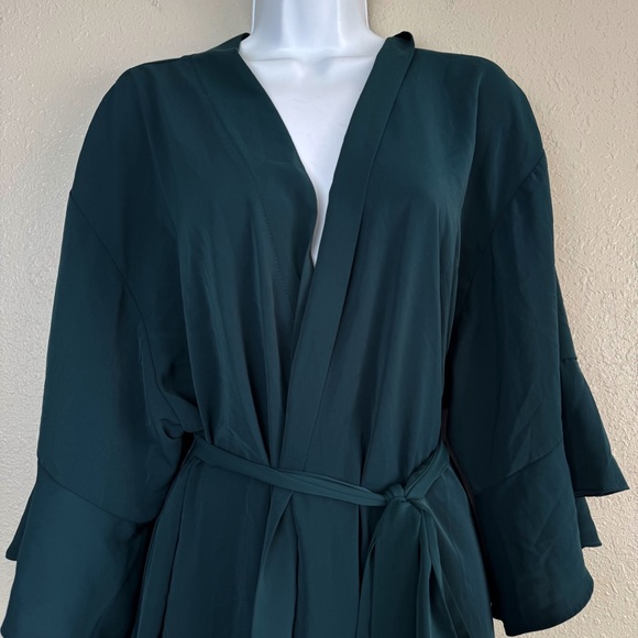 Birdy Grey Kenny Robe Matte Satin Emerald Ruffle XL/XXL - Picture 3 of 10